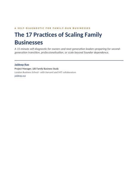 Cover page of the 17-Practice Family Business Diagnostic